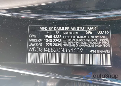 2016 Mercedes-Benz Cla 250 z USA, uszkodzony, nr VIN WDDSJ4EB2GN364639